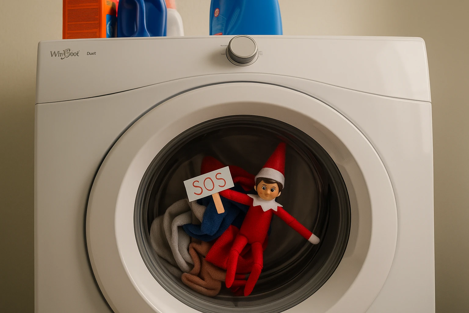 Elfo atrapado en la lavadora