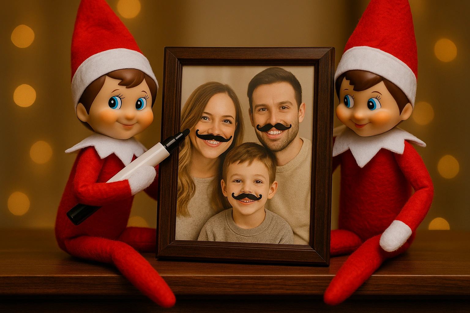 Elfos pintando bigotes